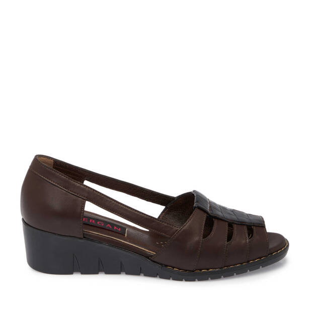 Kahverengi Hakiki Deri Kadın Dolgu Topuklu Ayakkabı - K25Y1AY67906-A24 - 1