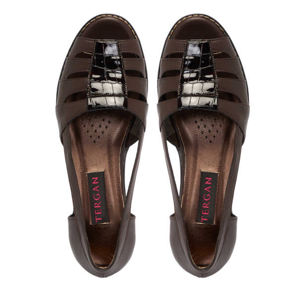 Kahverengi Hakiki Deri Kadın Dolgu Topuklu Ayakkabı - K25Y1AY67906-A24 - 5