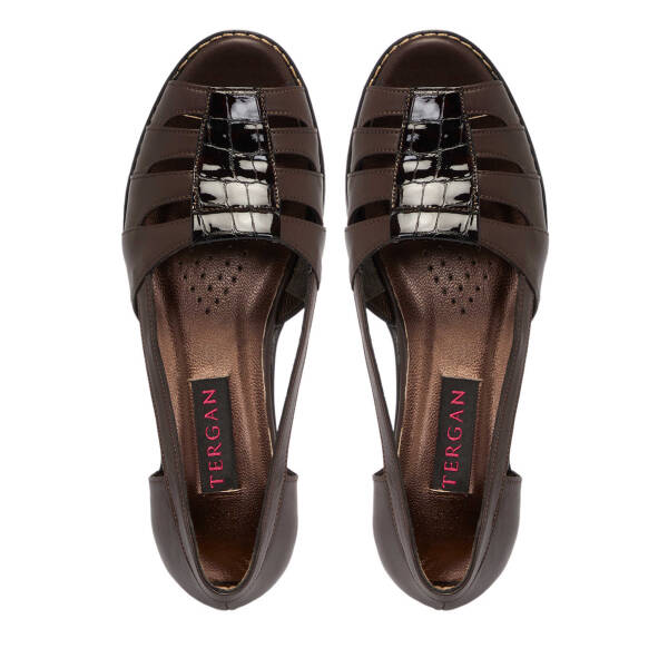 Kahverengi Hakiki Deri Kadın Dolgu Topuklu Ayakkabı - K25Y1AY67906-A24 - 5