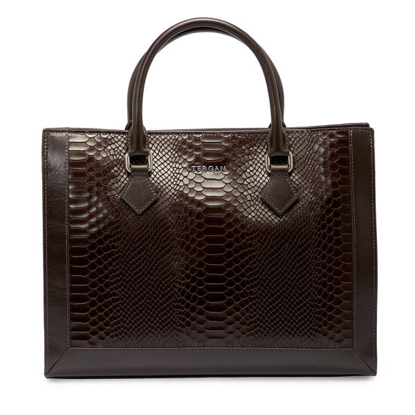 Kahverengi Hakiki Deri Kadın Evrak Çantası - S1EV00021380-F2J - 1