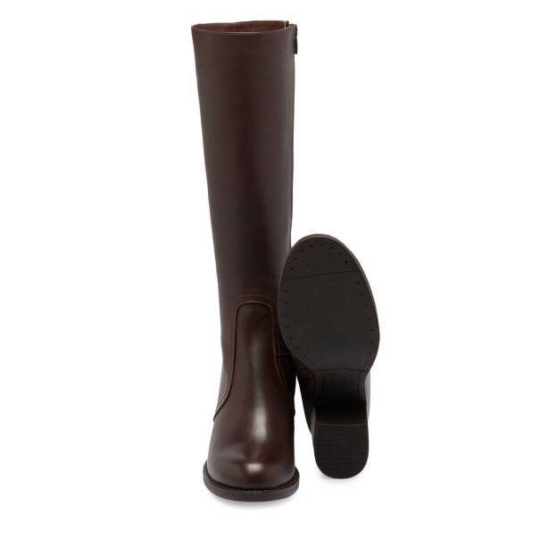 Kahverengi Deri Kadın Klasik Çizme - K24K1CM67526-A24 - Tergan