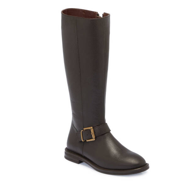 Kahverengi Deri Kadın Klasik Çizme - K24K1CM67681-A42 - Tergan