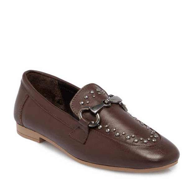 Kahverengi Deri Kadın Loafer - K25S1AY68161-A24 - Tergan