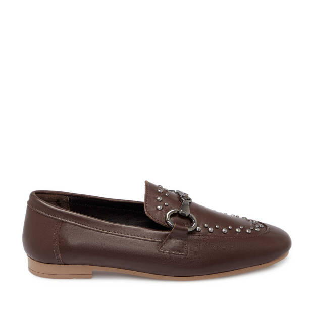 Kahverengi Deri Kadın Loafer - K25S1AY68161-A24 - Tergan