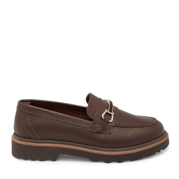 Kahverengi Deri Kadın Loafer - K25S1AY68321-A24 - 3