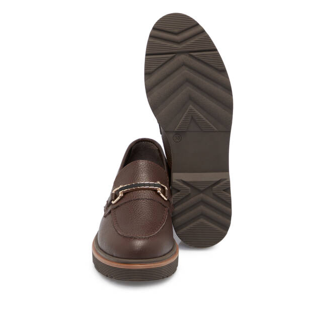 Kahverengi Deri Kadın Loafer - K25S1AY68321-A24 - 4