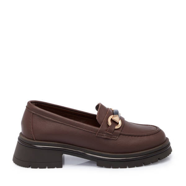 Kahverengi Deri Kadın Loafer - K25S1AY68323-A24 - 3