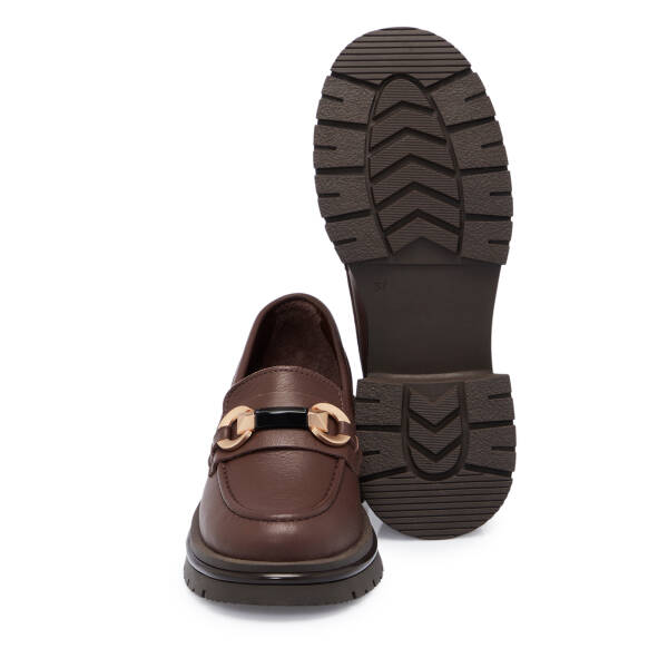 Kahverengi Deri Kadın Loafer - K25S1AY68323-A24 - 4