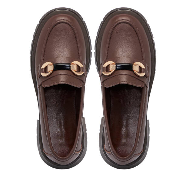 Kahverengi Deri Kadın Loafer - K25S1AY68323-A24 - 5