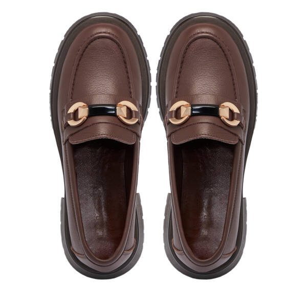 Kahverengi Deri Kadın Loafer - K25S1AY68323-A24 - 5