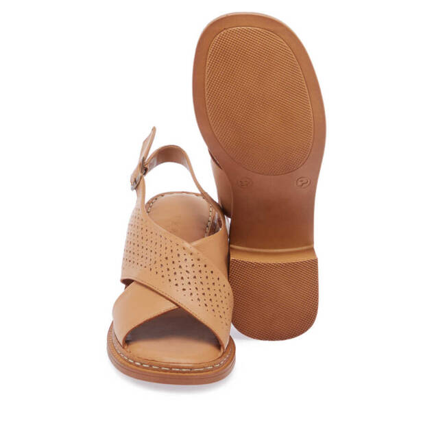 Kahverengi Hakiki Deri Kadın Sandalet - K24Y1SN67221-U1Y - 4