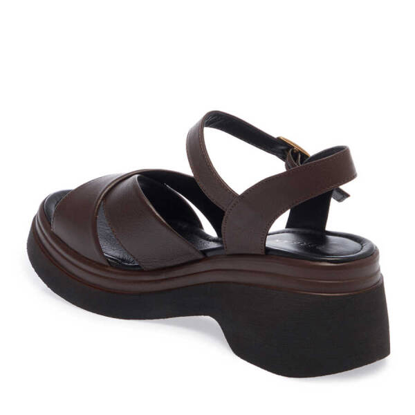Kahverengi Hakiki Deri Kadın Sandalet - K24Y1SN67282-O09 - 3