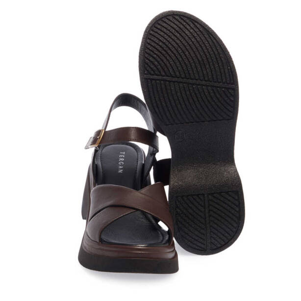 Kahverengi Hakiki Deri Kadın Sandalet - K24Y1SN67282-O09 - 4