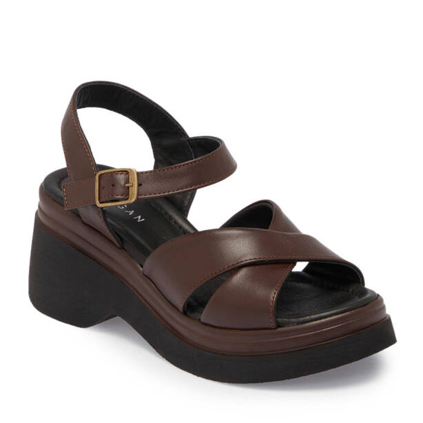 Kahverengi Hakiki Deri Kadın Sandalet - K25Y1SN67756-O09 - 2