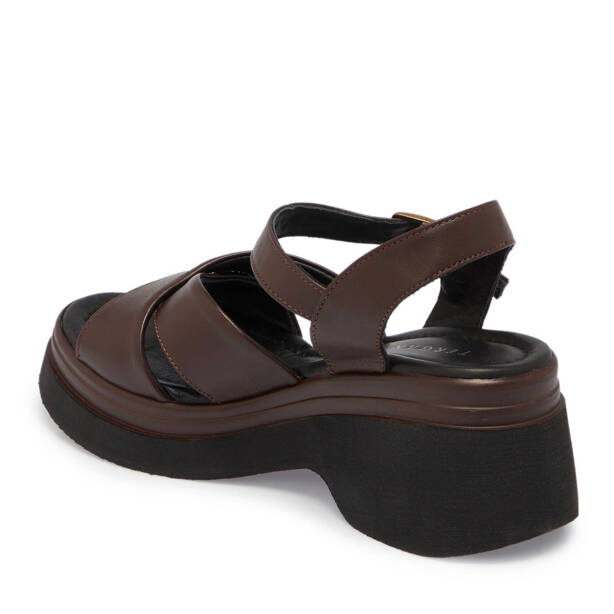 Kahverengi Hakiki Deri Kadın Sandalet - K25Y1SN67756-O09 - 3