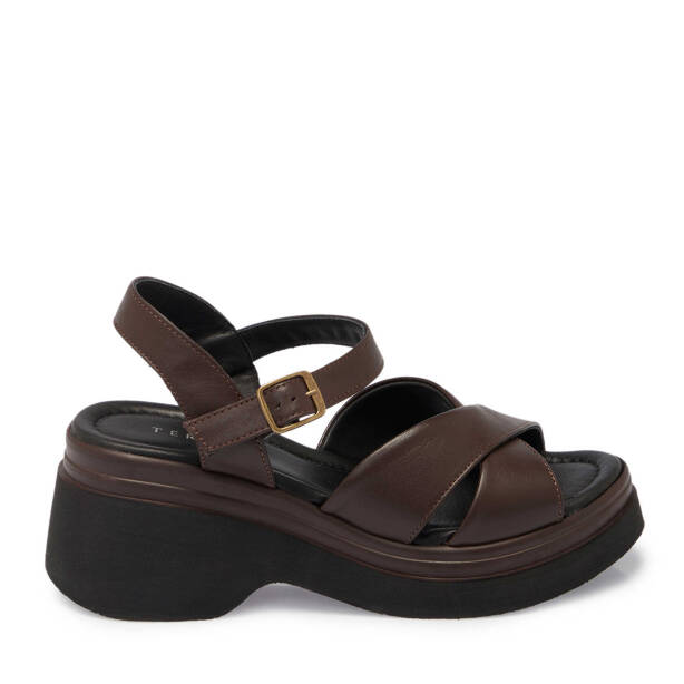 Kahverengi Hakiki Deri Kadın Sandalet - K25Y1SN67756-O09 - 1