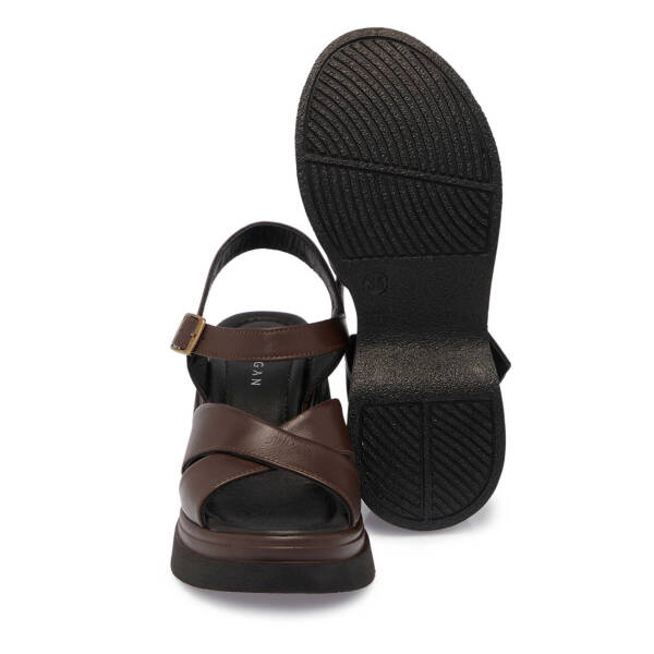 Kahverengi Hakiki Deri Kadın Sandalet - K25Y1SN67756-O09 - 4
