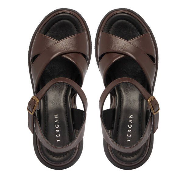 Kahverengi Hakiki Deri Kadın Sandalet - K25Y1SN67756-O09 - 5