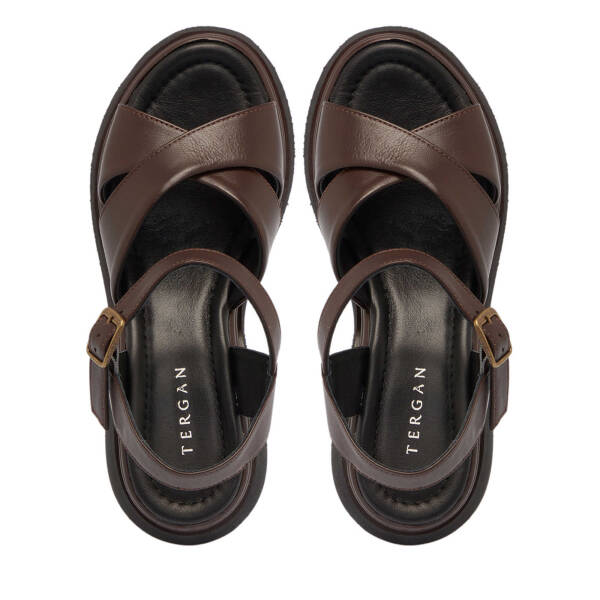 Kahverengi Hakiki Deri Kadın Sandalet - K25Y1SN67756-O09 - 5