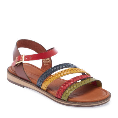 Kahverengi Deri Kadın Sandalet - K25Y1SN68065-K2N 