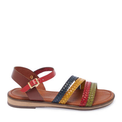 Kahverengi Deri Kadın Sandalet - K25Y1SN68065-K2N - 3