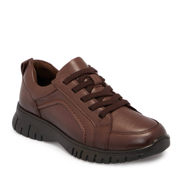 Kahverengi Deri Kadın Sneaker - K25S1AY68165-A24 - Tergan