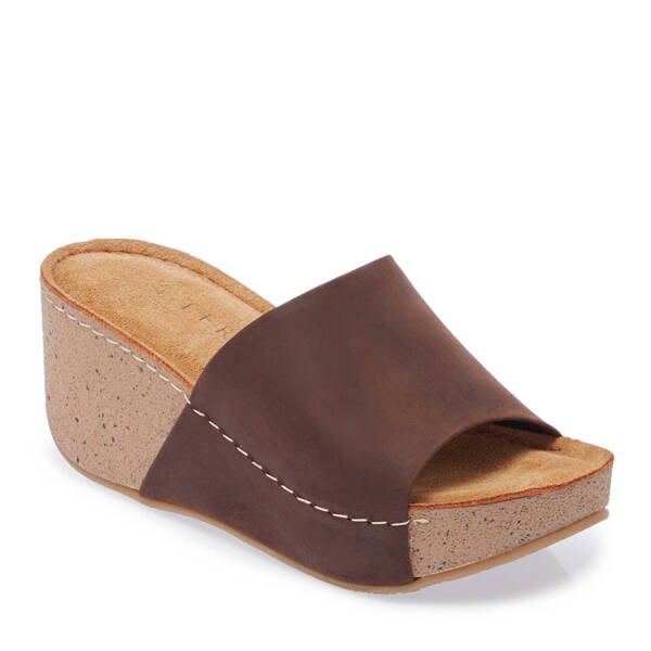 Kahverengi Hakiki Deri Kadın Terlik - K25Y1TR67998-Q44 - 2