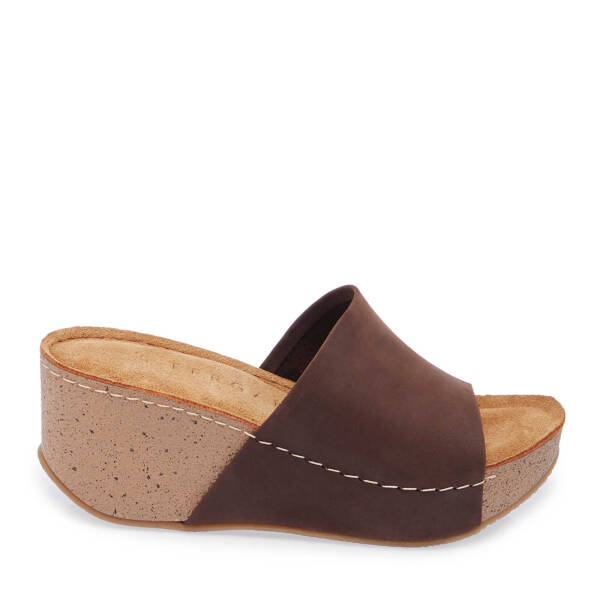 Kahverengi Hakiki Deri Kadın Terlik - K25Y1TR67998-Q44 - 1