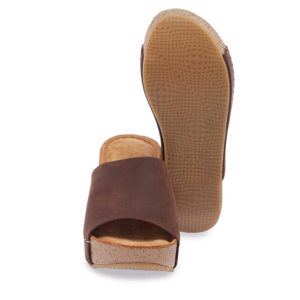 Kahverengi Hakiki Deri Kadın Terlik - K25Y1TR67998-Q44 - 4