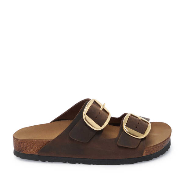 Kahverengi Hakiki Deri Kadın Terlik - K25Y1TR67999-Q44 - 1