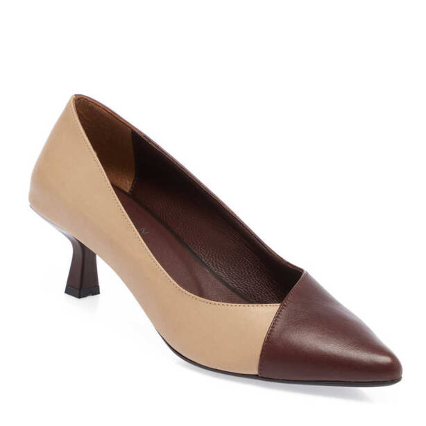 Kahverengi Deri Kadın Topuklu Ayakkabı - K24I1AY67463-H3X 