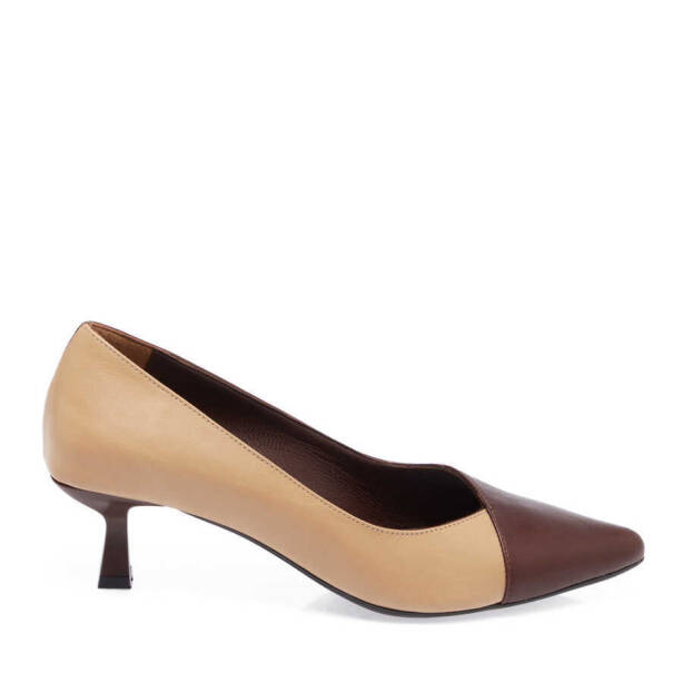 Kahverengi Deri Kadın Topuklu Ayakkabı - K24I1AY67463-H3X - 3