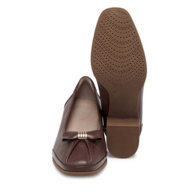 Kahverengi Deri Kadın Topuklu Ayakkabı - K25S1AY68239-A24 - 4