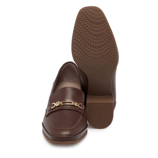 Kahverengi Deri Kadın Topuklu Ayakkabı - K25S1AY68240-A24 - 4