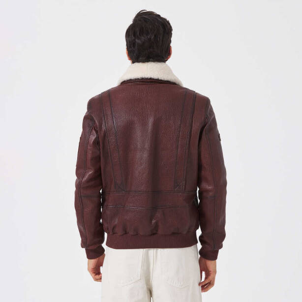 Kahverengi Deri - Kürk Erkek Deri Mont - E23KDM310496-R4W - 3