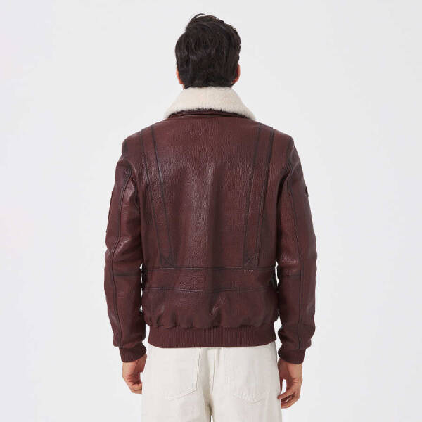 Kahverengi Deri - Kürk Erkek Deri Mont - E23KDM310496-R4W - 3