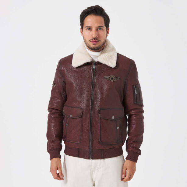 Kahverengi Deri - Kürk Erkek Deri Mont - E23KDM310496-R4W - 4