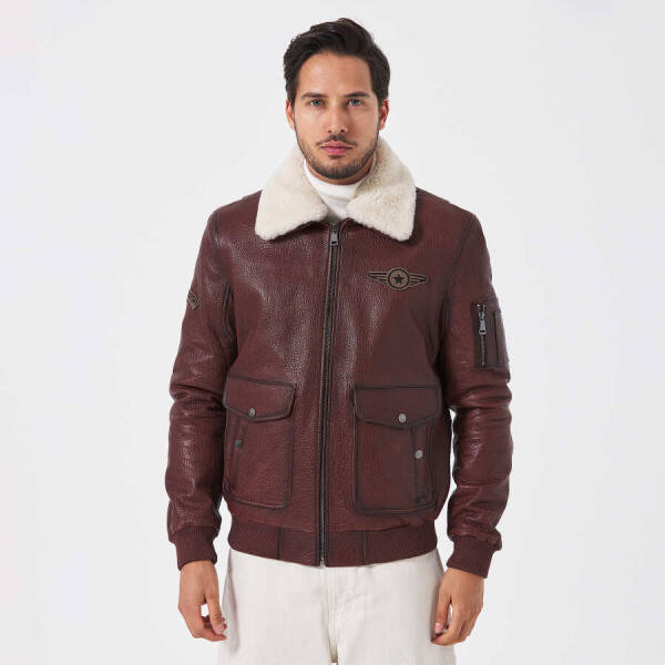 Kahverengi Deri - Kürk Erkek Deri Mont - E23KDM310496-R4W - 4