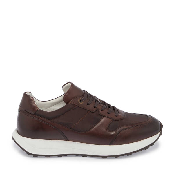 Kahverengi Deri - Tekstil Erkek Sneaker - E24I1AY56870-B90 - 3