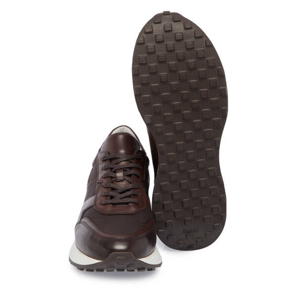 Kahverengi Deri - Tekstil Erkek Sneaker - E24I1AY56870-B90 - 4