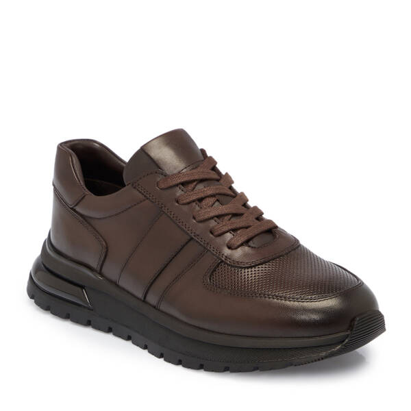 Kahverengi Deri - Tekstil Erkek Sneaker - E25S1AY57448-A24 - 1