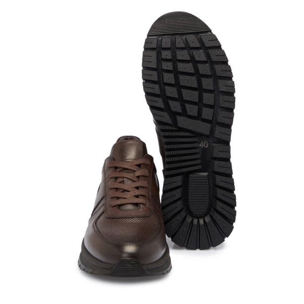 Kahverengi Deri - Tekstil Erkek Sneaker - E25S1AY57448-A24 - 4