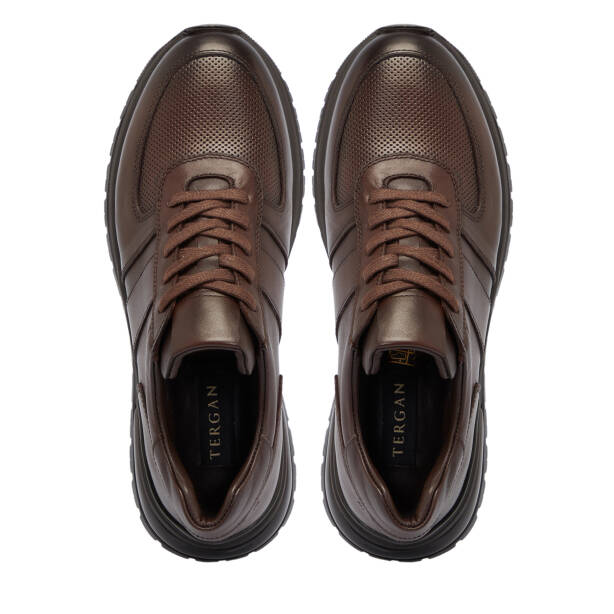 Kahverengi Deri - Tekstil Erkek Sneaker - E25S1AY57448-A24 - 5