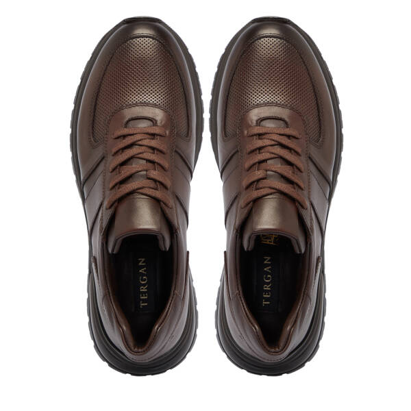 Kahverengi Deri - Tekstil Erkek Sneaker - E25S1AY57448-A24 - 5
