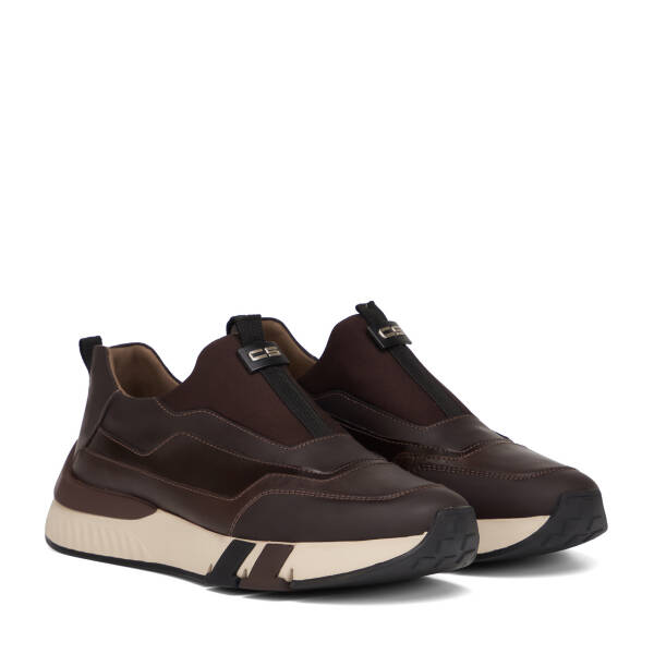 Kahverengi Deri-Tekstil Erkek Sneaker - E26S1AY57817-S1O - 2