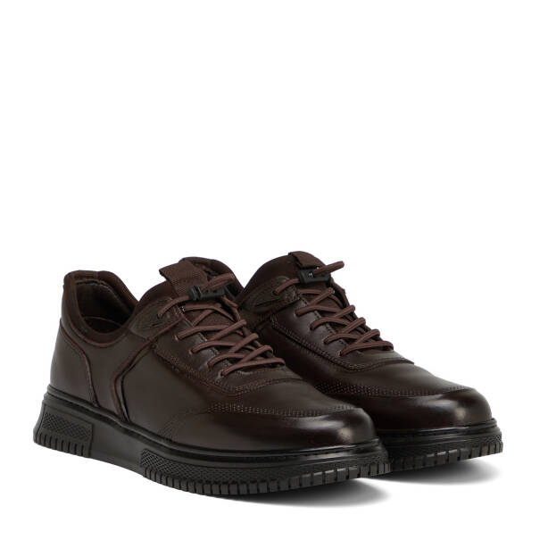Kahverengi Deri-Tekstil Erkek Sneaker - E26S1AY57836-A24 - 2