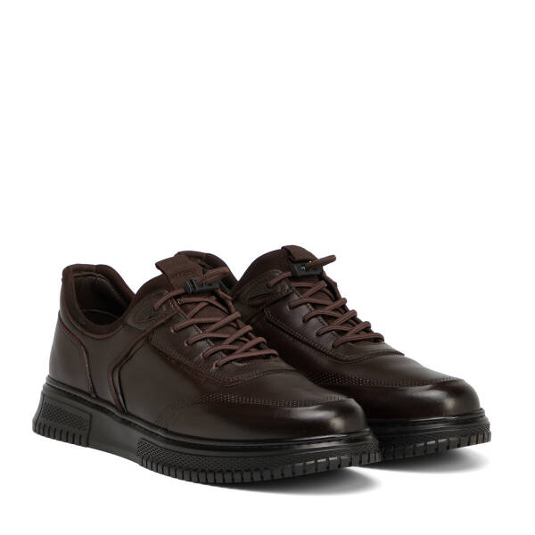 Kahverengi Deri-Tekstil Erkek Sneaker - E26S1AY57836-A24 - 2