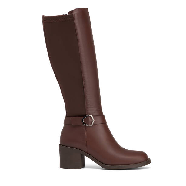 Kahverengi Deri-Tekstil Kadın Çizme - K26K1CM68766-A24 