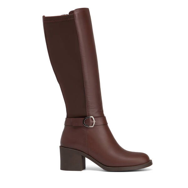 Kahverengi Deri-Tekstil Kadın Çizme - K26K1CM68766-A24 - 1