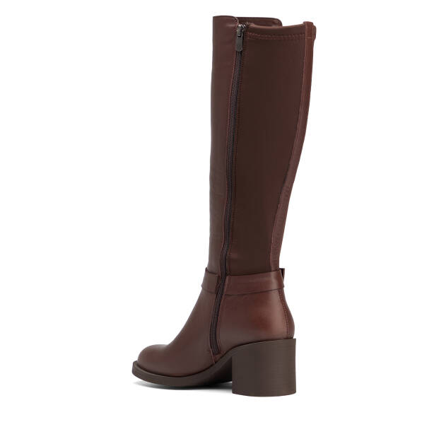 Kahverengi Deri-Tekstil Kadın Çizme - K26K1CM68766-A24 - 3